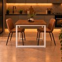Ver imagem 3 de Mesa de Jantar Reforçada Industrial 80x70cm Tampo Marrom Pés Branco