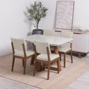 Ver imagem 5 de Conjunto de Jantar Mesa Retangular com Vidro Bennett 4 Cadeiras New Ella - Linho Off White - Linked
