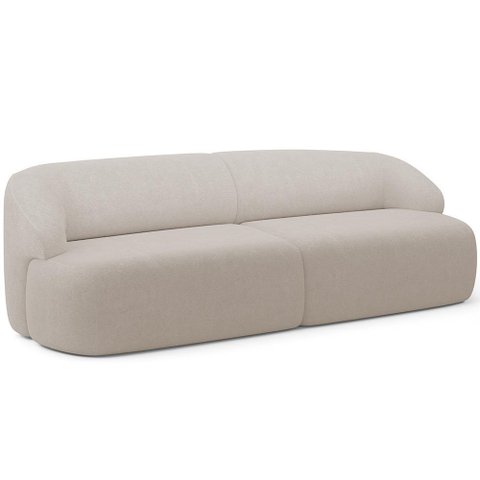 Sofá 3 Lugares Curvo Orgânico Living 220cm Barolo L06 Bouclê Bege