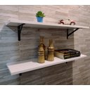 Ver imagem 2 de Kit 2 Prateleiras Branca 100% Mdf 60x20 C Suporte Reforçado