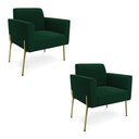 Ver imagem 1 de Poltrona Sala Estar Pé Ferro Dourado Kit 2 Marisa Bouclê D03 - D’Rossi