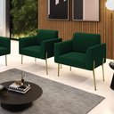 Ver imagem 2 de Poltrona Sala Estar Pé Ferro Dourado Kit 2 Marisa Bouclê D03 - D’Rossi