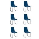 Ver imagem 1 de Kit 6 Cadeiras de Jantar Cozinha Industrial Lexa Veludo Élpis Móveis Azul Marinho Preta