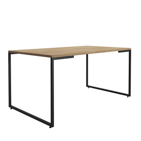 Mesa de Jantar 06 Lugares Porto 160 cm Natural Base Metálica Industrial Preto - D’Rossi