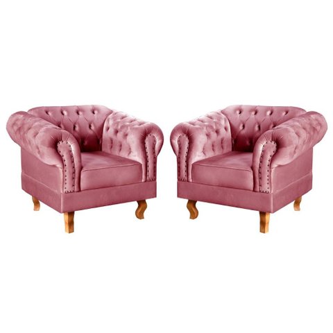 Conjunto 2 Poltronas Dom Pedro Cor:Suede Rosa 280