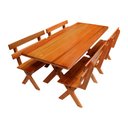 Ver imagem 1 de Conjunto Mesa Rústica 2m e 4 Bancos Madeira Maciça Eucalipto:Cerejeira