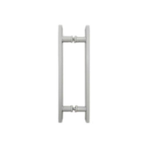 Puxador H duplo 40x30cm reto barra chata para porta de vidro e portão - Branco