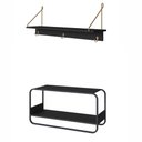 Ver imagem 1 de Kit Banco Sapateira Orgânico Luna Cabideiro Prateleira Oslo Artesano MDP Nero Base Metal Preto