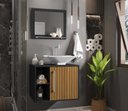 Ver imagem 4 de Gabinete de Banheiro com Cuba e Espelheira Baden - Preto com Ripado