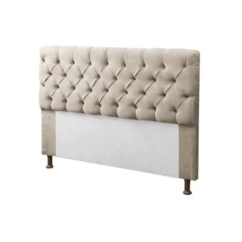 Cabeceira para Cama Box Solteiro 90cm Mirage c/ Capitonê Suede Bege - LM DECOR