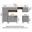 Ver imagem 4 de Armário de Cozinha Completa 293cm com Pia Rustic/Cinza Emilly Madesa 08