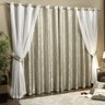 Cortina 2 Folhas Jacquard e Voil Bahamas Casaborda 3,00mx2,70m - 1