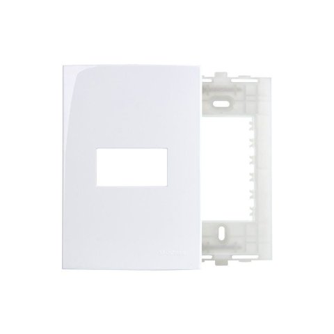 Placa com Suporte Margirius Sleek 4x2 para 1 Módulo Horizontal Branca