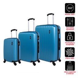 Conjunto de malas de viagem P, M e G Londres Plus Swiss Move Azul - 3