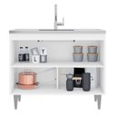 Ver imagem 3 de Balcão de Cozinha com Pia Inox 100cm Julia M24 Branco - Mpozenato