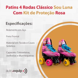 Patins 4 Rodas Roller Classico Rosa C/Kit Protecao Tamanho 36/37 Bw021R-36/37 - 10 Patins 4 Rodas Roller Classico Rosa C/Kit Protecao Tamanho 36/37 Bw021R-36/37 - 10