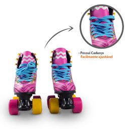 Patins 4 Rodas Roller Classico Rosa C/Kit Protecao Tamanho 36/37 Bw021R-36/37 - 3 Patins 4 Rodas Roller Classico Rosa C/Kit Protecao Tamanho 36/37 Bw021R-36/37 - 3