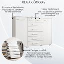 Ver imagem 4 de Cômoda com Sapateira Mega 7 Gavetas MDF-MDP Corrediças Telescópicas Branco 160cm
