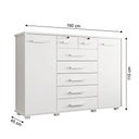 Ver imagem 6 de Cômoda com Sapateira Mega 7 Gavetas MDF-MDP Corrediças Telescópicas Branco 160cm
