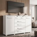 Ver imagem 1 de Cômoda com Sapateira Mega 7 Gavetas MDF-MDP Corrediças Telescópicas Branco 160cm