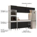 Ver imagem 3 de Armário de Cozinha Modulada 4 Peças CP11 Balcão com Tampo Branco/Preto - Lumil Lumil Móveis