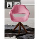Ver imagem 5 de Poltrona Zara Giratória Madeira Suede Assento D28 Confortável Rosa 280 Bella Decor