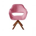 Ver imagem 1 de Poltrona Zara Giratória Madeira Suede Assento D28 Confortável Rosa 280 Bella Decor