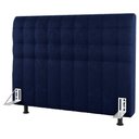 Ver imagem 1 de Cabeceira Cama Box Casal Queen Size Dahlia 160cm com Frame Veludo Azul Marinho - Desk Design