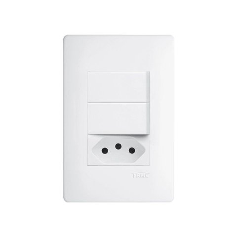 Interruptor Simples Duplo e Tomada 2p+t 10a Fame Habitat com Placa 4x2