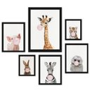 Ver imagem 1 de Composição 6 Quadros Animais Bubble Gum:madeira Branca