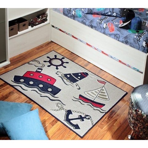 Tapete Infantil Marinheiro 1,00M x 1,50M Antiderrapante Lâncer Marinho