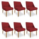 Ver imagem 1 de Kit 06 Cadeiras Poltona Juliana Suede Vermelho Pés Palito Castanho - Pallazio