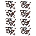 Ver imagem 1 de Kit 8 Jogos De Mesa Bistrô De Madeira Com 2 Cadeiras Dobravel Imbuia - Marrom