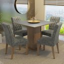 Ver imagem 1 de Conjunto Sala De Jantar Mesa Tampo Madeira 4 Cadeiras Madesa