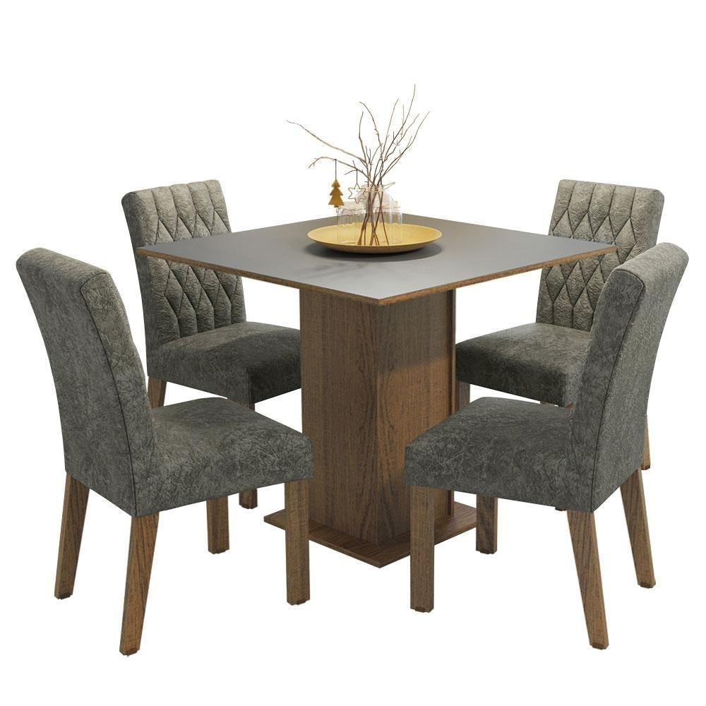 Conjunto Sala De Jantar Mesa Tampo Madeira 4 Cadeiras Madesa - 10