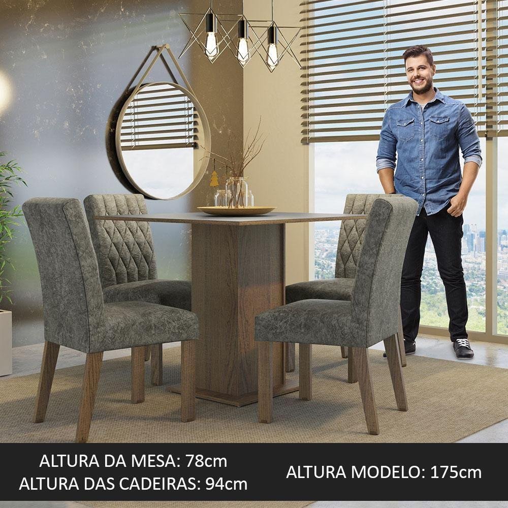 Conjunto Sala De Jantar Mesa Tampo Madeira 4 Cadeiras Madesa - 9