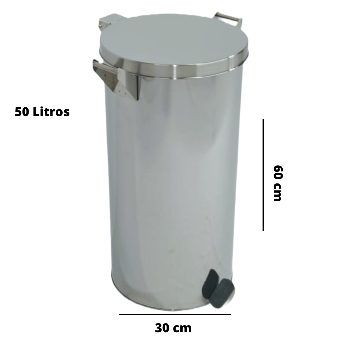 Lixeira Pedal e Alça 50l em Aço Inox 30x60 - 4