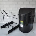 Ver imagem 2 de Lixeira 12 Litros Deslizante Corrediça Telescópica Preta Cozinha Tampa Basculante Aramada