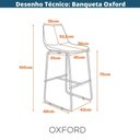Ver imagem 2 de Kit 2 Banquetas Oxford Verner Assento PU Base Aço Encosto Fixo Preto 100cm Fratini