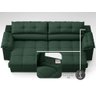 Sofá com Carregador Usb e Molas no Assento Retrátil Reclinável Mimo 2,30m Velosuede Verde - Netsofas - 6