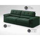 Ver imagem 2 de Sofá com Carregador Usb e Molas no Assento Retrátil Reclinável Mimo 2,30m Velosuede Verde - Netsofas