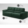 Sofá com Carregador Usb e Molas no Assento Retrátil Reclinável Mimo 2,30m Velosuede Verde - Netsofas - 2