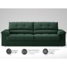 Sofá com Carregador Usb e Molas no Assento Retrátil Reclinável Mimo 2,30m Velosuede Verde - Netsofas - 3
