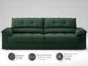 Ver imagem 3 de Sofá com Carregador Usb e Molas no Assento Retrátil Reclinável Mimo 2,30m Velosuede Verde - Netsofas