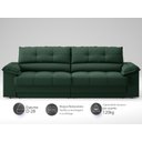 Ver imagem 3 de Sofá com Carregador Usb e Molas no Assento Retrátil Reclinável Mimo 2,30m Velosuede Verde - Netsofas