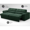 Ver imagem 4 de Sofá com Carregador Usb e Molas no Assento Retrátil Reclinável Mimo 2,30m Velosuede Verde - Netsofas