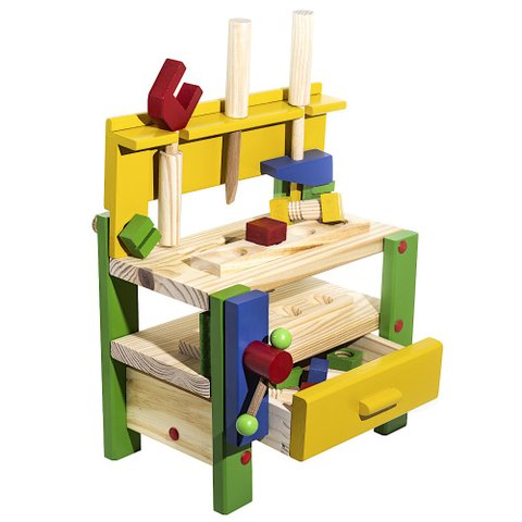 Brinquedo de Madeira Mesa Bancada de Ferramentas Infantil