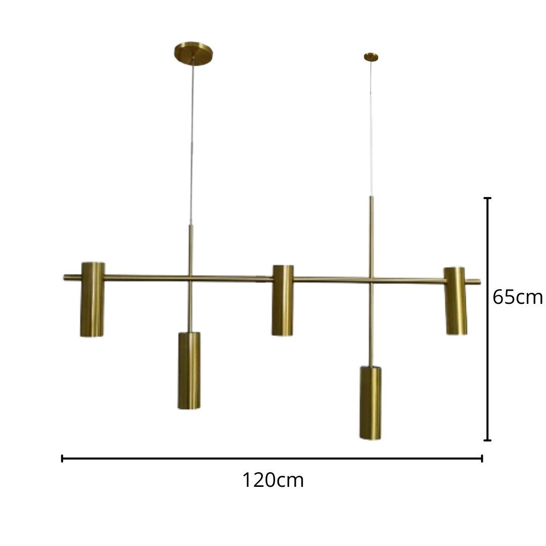 Pendente C/ 5 Tubos P/ Mini-dicróica Mesa Jantar Escritório:cobre Escovado - 6