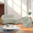Ver imagem 1 de Kit Divã Recamier Orgânico Marrocos 180cm Lado Direito e 2 Poltronas Amore Bouclé Verde Oliva