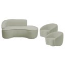 Ver imagem 2 de Kit Divã Recamier Orgânico Marrocos 180cm Lado Direito e 2 Poltronas Amore Bouclé Verde Oliva